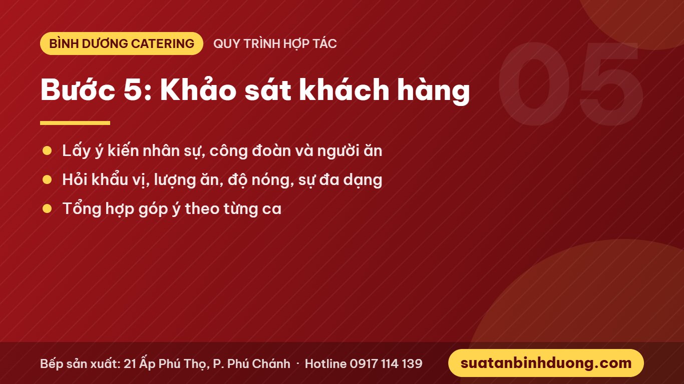 Bước 5 khảo sát ý kiến khách hàng về suất ăn