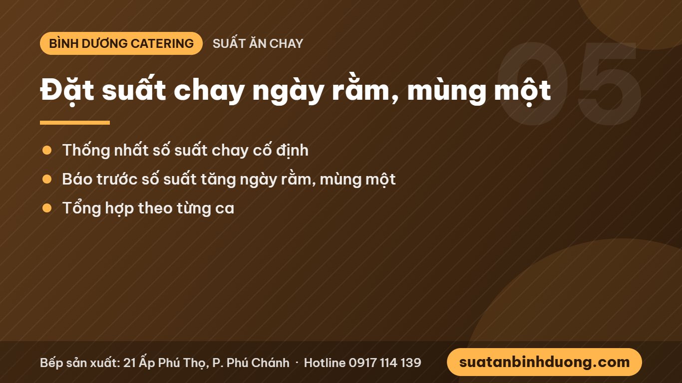 Đặt suất ăn chay ngày rằm mùng một cho công nhân