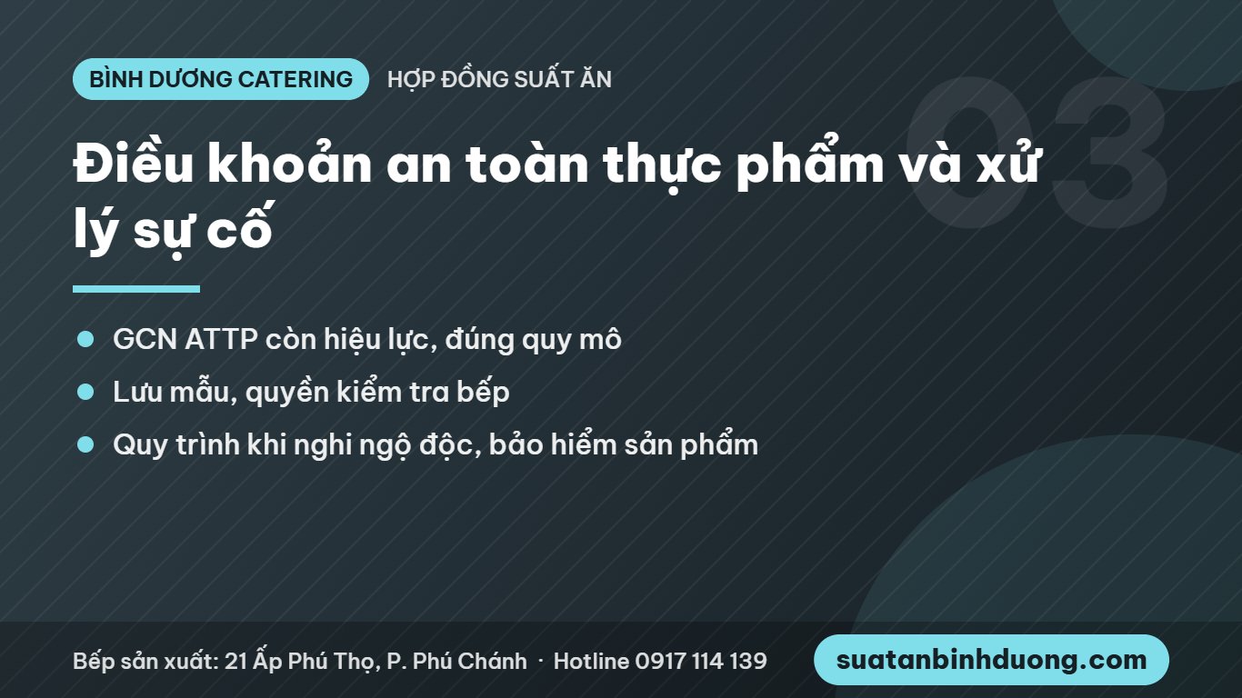Điều khoản an toàn thực phẩm trong hợp đồng suất ăn