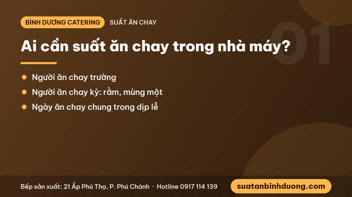 Đối tượng cần suất ăn chay trong nhà máy