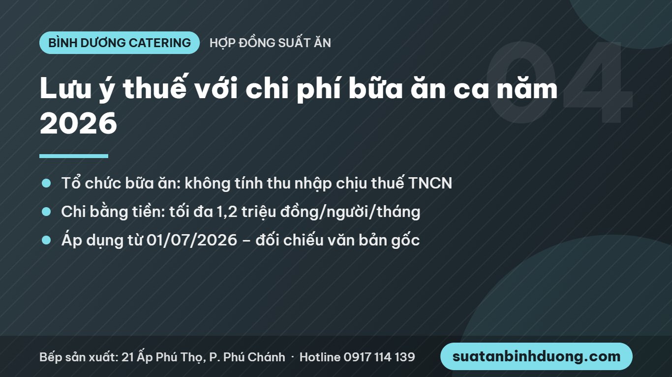 Lưu ý thuế chi phí bữa ăn ca năm 2026