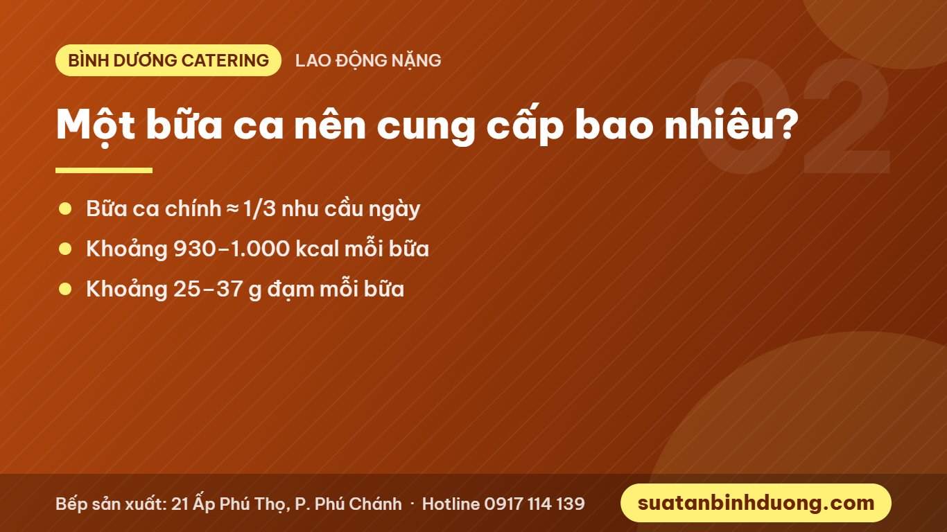 Một bữa ăn ca cho lao động nặng cần bao nhiêu kcal