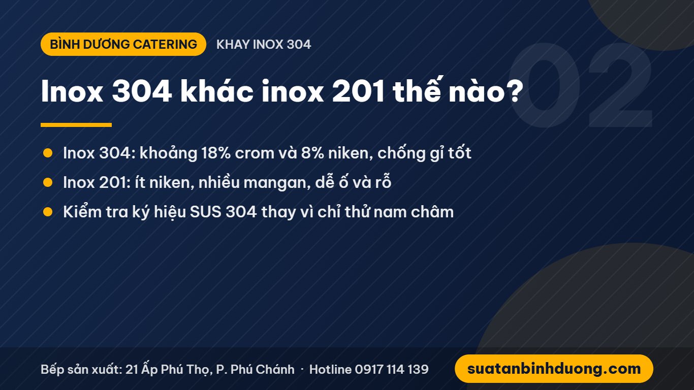 So sánh inox 304 và inox 201 dùng làm khay suất ăn
