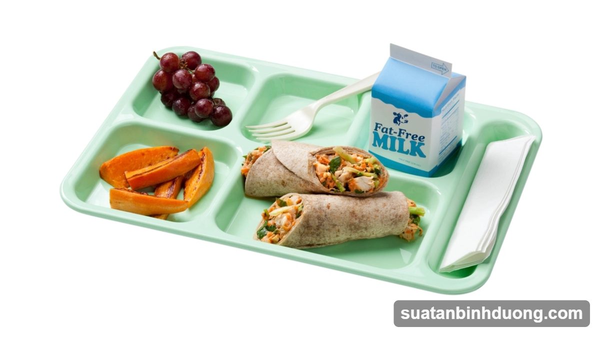 Khay suất ăn gồm món chính, món phụ, rau và trái cây – Bình Dương Catering