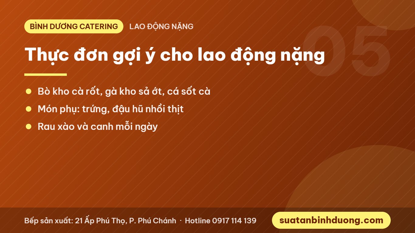 Thực đơn suất ăn gợi ý cho công nhân lao động nặng
