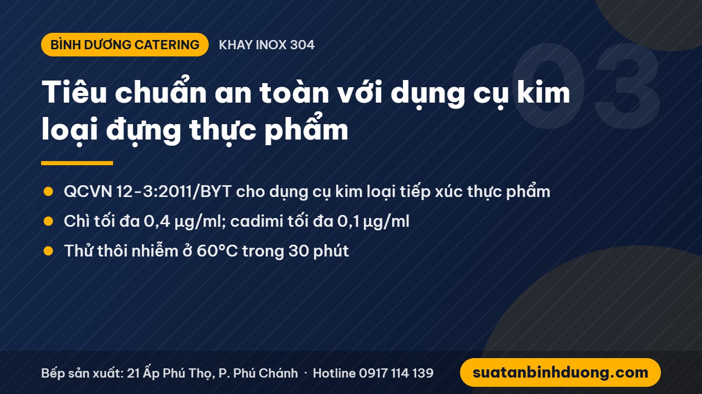 Tiêu chuẩn QCVN 12-3:2011/BYT cho khay inox đựng thực phẩm